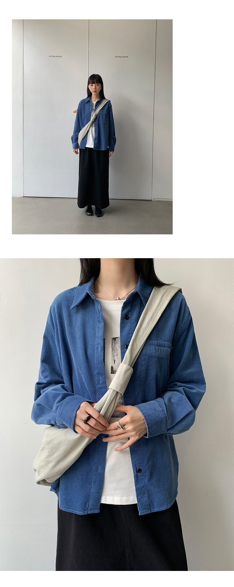 6UP2024早秋韩系全棉绒面衬衫广州13行新款极简慵懒休闲ins90222详情13