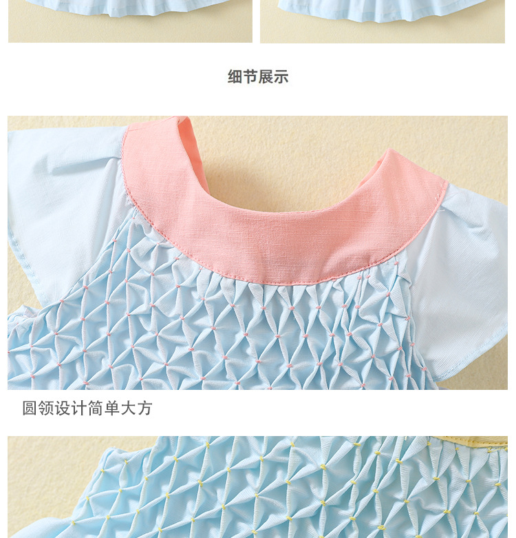 夏装女童打揽百褶公主裙西班牙女童飞袖连衣裙棉女宝宝生日裙外贸详情5