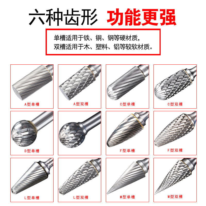 Hard alloy rotary files, tungsten steel grinding heads, woodcarving tools, tungsten steel milling cutters, root carving engraving knives, welding grinding heads pic 10