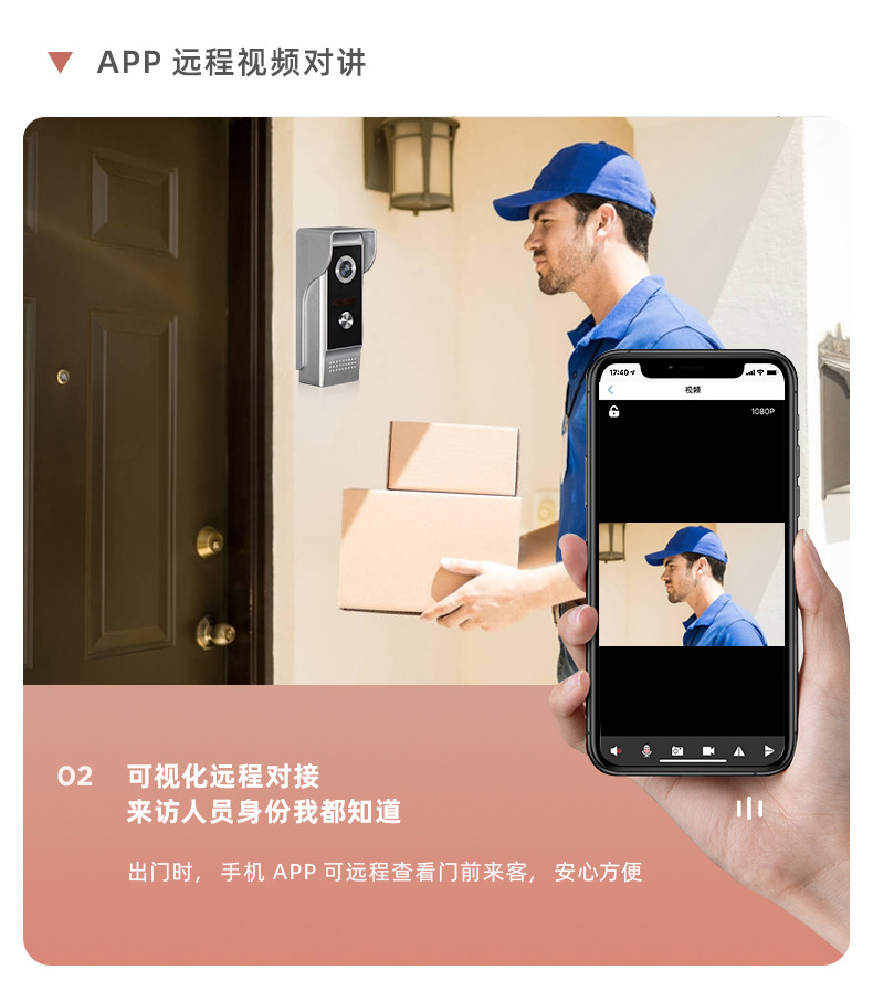 wifi video bell villa video intercom system Mobile APP remote intelligent bell pic 5