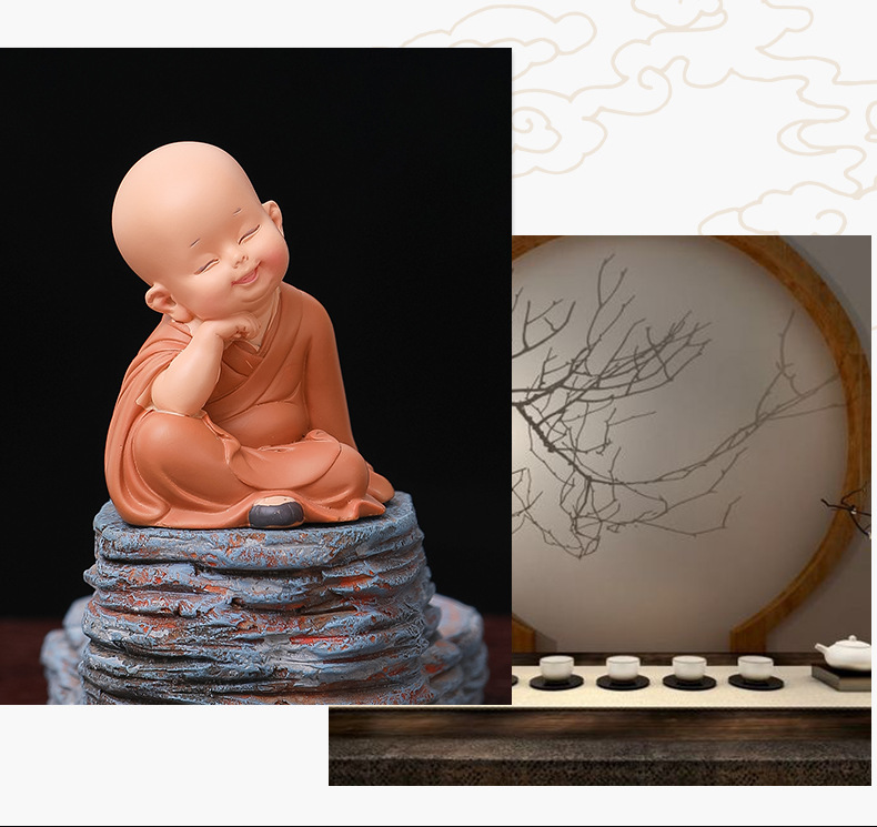 Little Monk decorative items, home creativity, high-end feel, niche resin handicrafts, new office desktop decorations for men pic 13