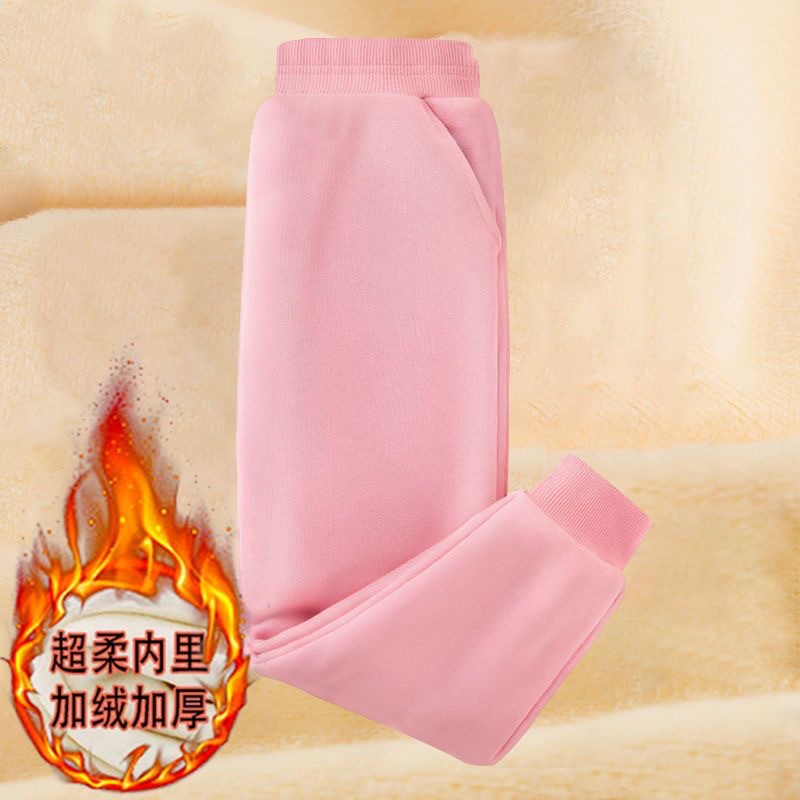 女童加绒裤子男童棉裤秋冬季加厚一体绒保暖外穿儿童休闲运动卫裤详情23