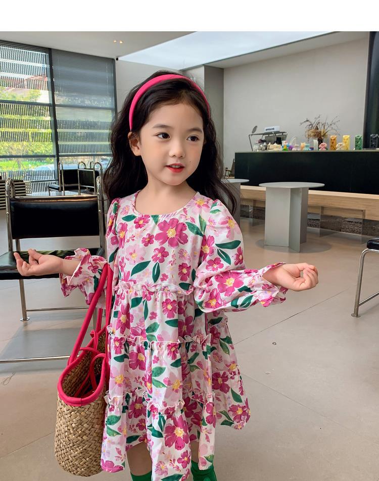 图图小象女童秋季童装儿童韩版碎花连衣裙洋气针织开衫宝宝套装详情40