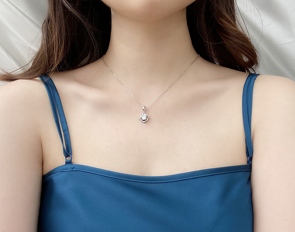 925 sterling silver windmill necklace, new Korean version for women, faux diamond Moissanite pendant, elegant collarbone neck chain accessory pic 14
