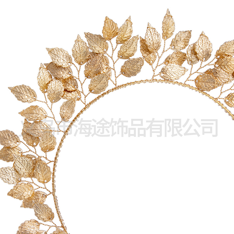 Korean-style best-selling golden alloy leaf bridal headwear, hair bands, wedding hair accessories, studio style accessories, wedding ornaments pic 2
