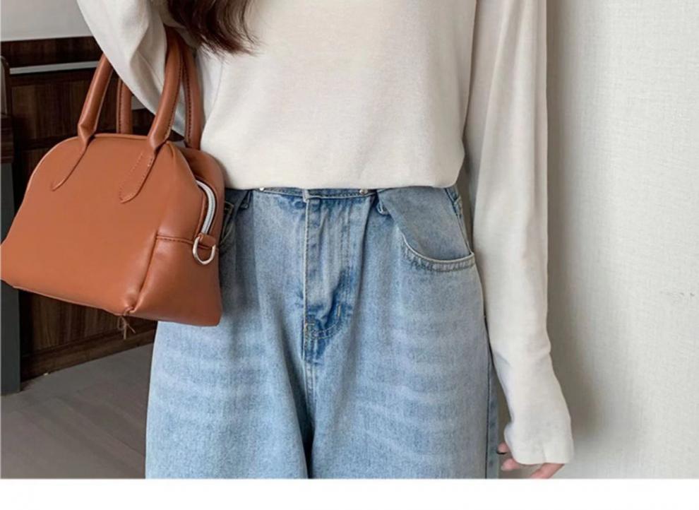 打底衫女宽松显瘦面膜T恤内搭秋冬新款软糯绒色磨毛长袖上衣代发详情24