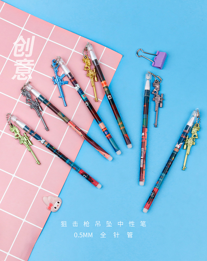 Dibujo animado sniper charge qiang colgante pluma neutral arma colgante agua pluma 0.5mm estudiante firma pluma pic 8
