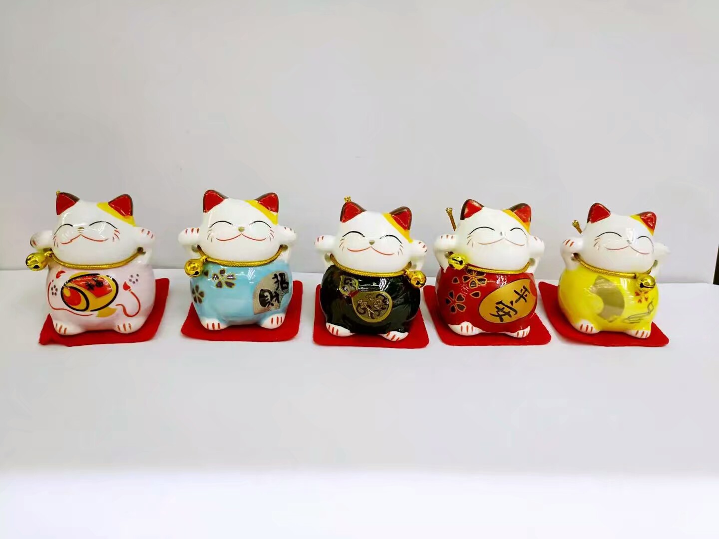 五福猫元气猫五福陶瓷招财猫汽车摆件创意工艺品地摊货源详情14