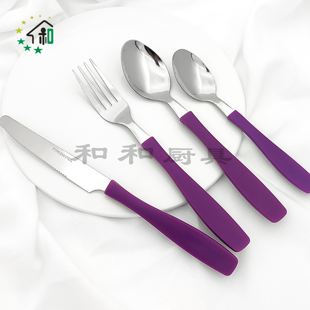 收纳桶塑料手柄西餐牛排餐具不锈钢刀叉勺子24件套装 cutlery set详情36