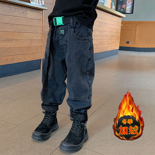 童装男童牛仔裤春秋款2022儿童一体绒裤子中大童秋冬加绒宽松韩版详情27