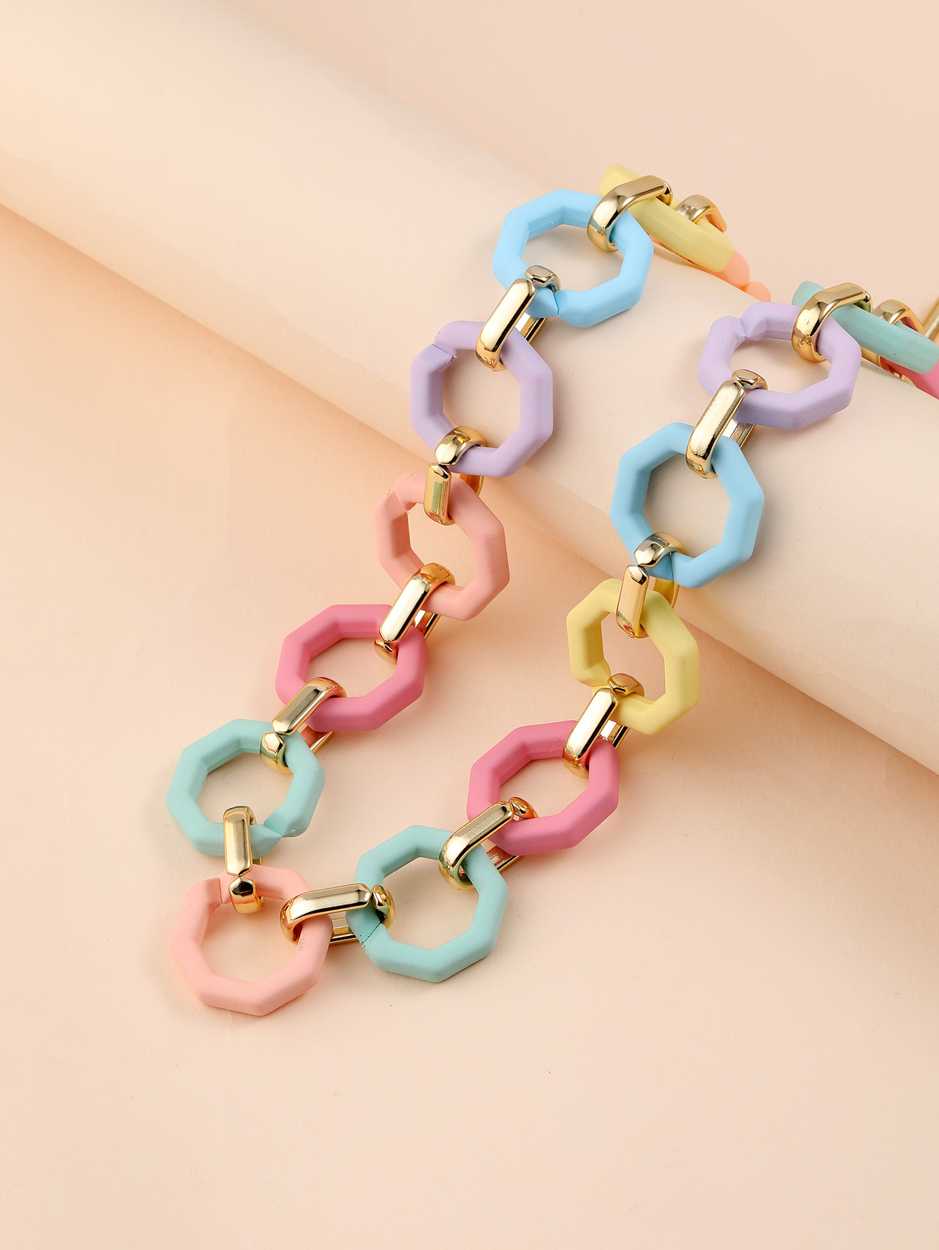 Cross-border source fashion necklace, hip-hop European and American popular street style acrylic rubber matte touch paint necklace pic 4