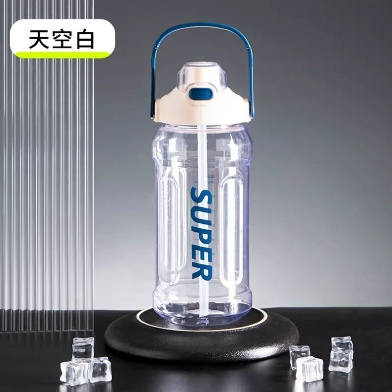 2-liter large-capacity sports water bottle, popular Instagram trendy straw cup with scale, portable and simple, leak-proof and shock-resistant water cup pic 14