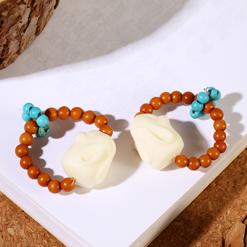 White jade Bodhi root multi-treasure prayer beads mobile phone chain, retro olive ring pendant, anti-loss creative car bag pendant pic 5