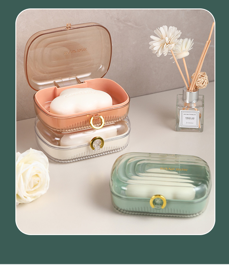 Multi-color and multi-style bathroom soap box, waterproof, portable, thickened, creative dormitory draining, covered soap box for travel pic 8