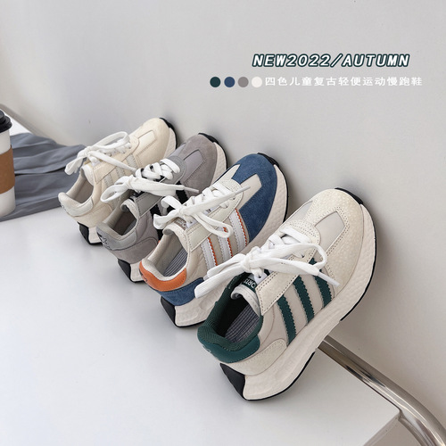 夏萌童鞋2022秋季新款男女童拼色软底板鞋儿童便捷侧魔术贴休闲鞋详情10