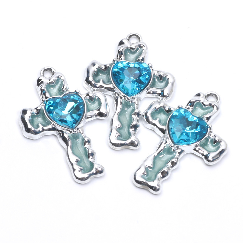 y2k小众液态爱心十字架砂糖吊坠diy手工耳环饰品手链项链配件材料详情1