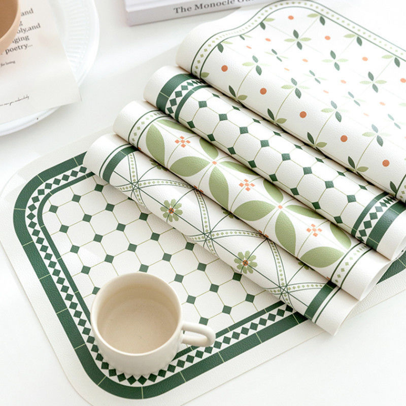 The rectangular, modern, light luxury, waterproof, oil-proof, simple and heat-insulating placemats and coasters in a fresh and green ins style pic 10