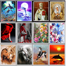 New 5d diamond painting full diamond diy cross-border sunflower landscape tiger animal figure framed decorative canvas painting pic 11