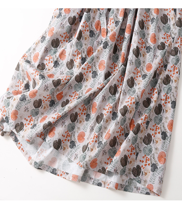 复古森系棉麻小碎花连衣裙女夏季宽松大码显瘦V领高腰大摆长裙子详情11