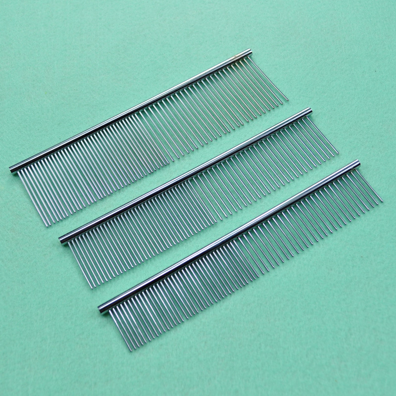 Pet comb, stainless steel row comb, dog grooming row comb, pet straight row grooming steel comb, single row sparse density comb pic 4