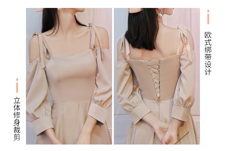 伴娘服2022年新款夏季姐妹团长裙平时可穿小众大码缎面礼服女详情18