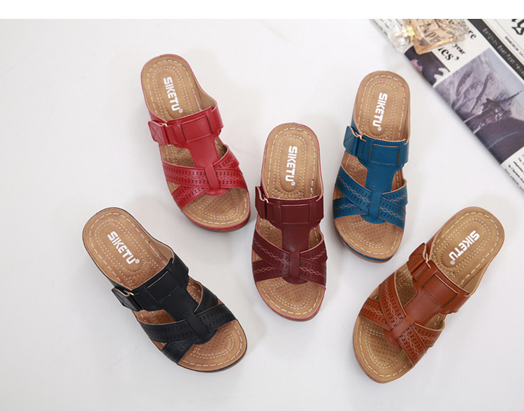 New European and American sandals for women, cross-border car line, mom shoes, large-sized sandals, wedge heel slippers, one-piece consignment pic 14