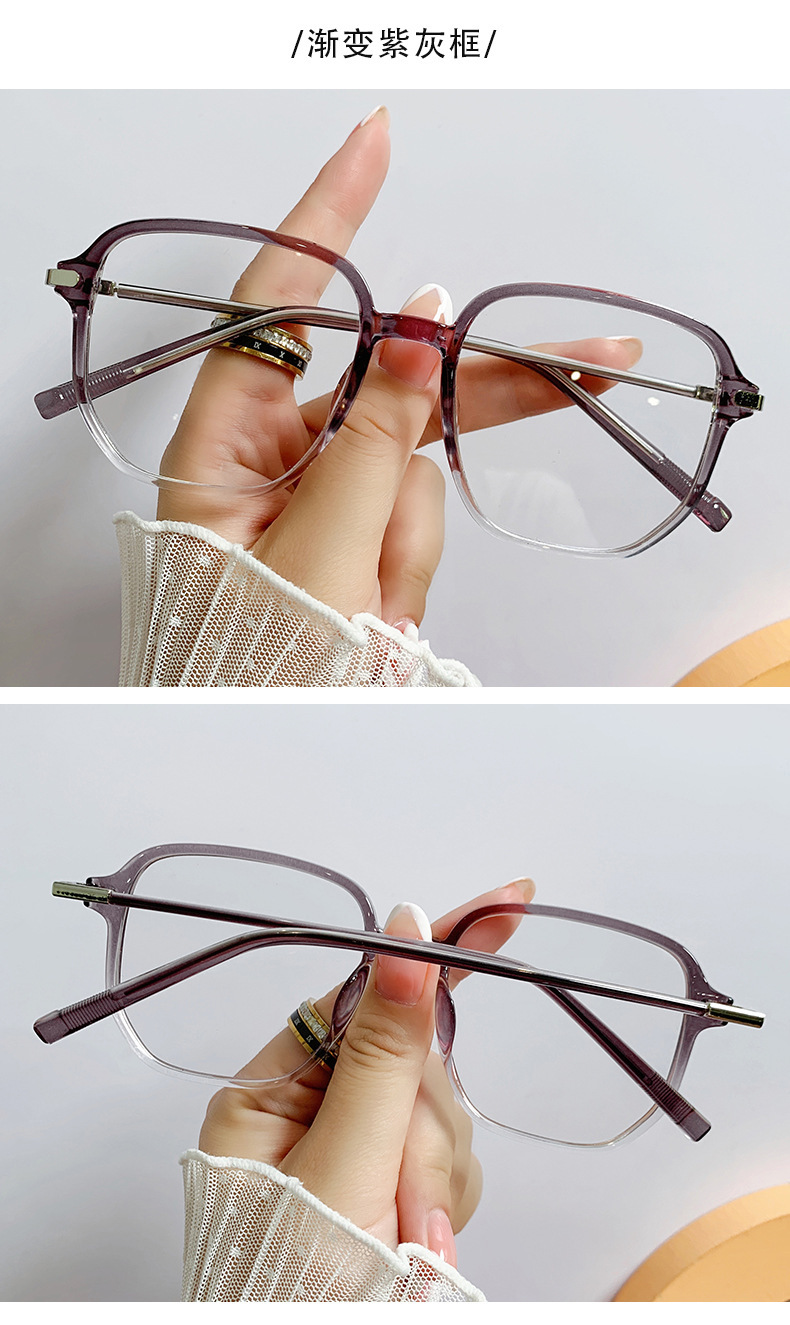 Trendy and retro, large frames and big faces make boys and girls look younger. Anti-blue light, no prescription, can be equipped with myopia glasses pic 13