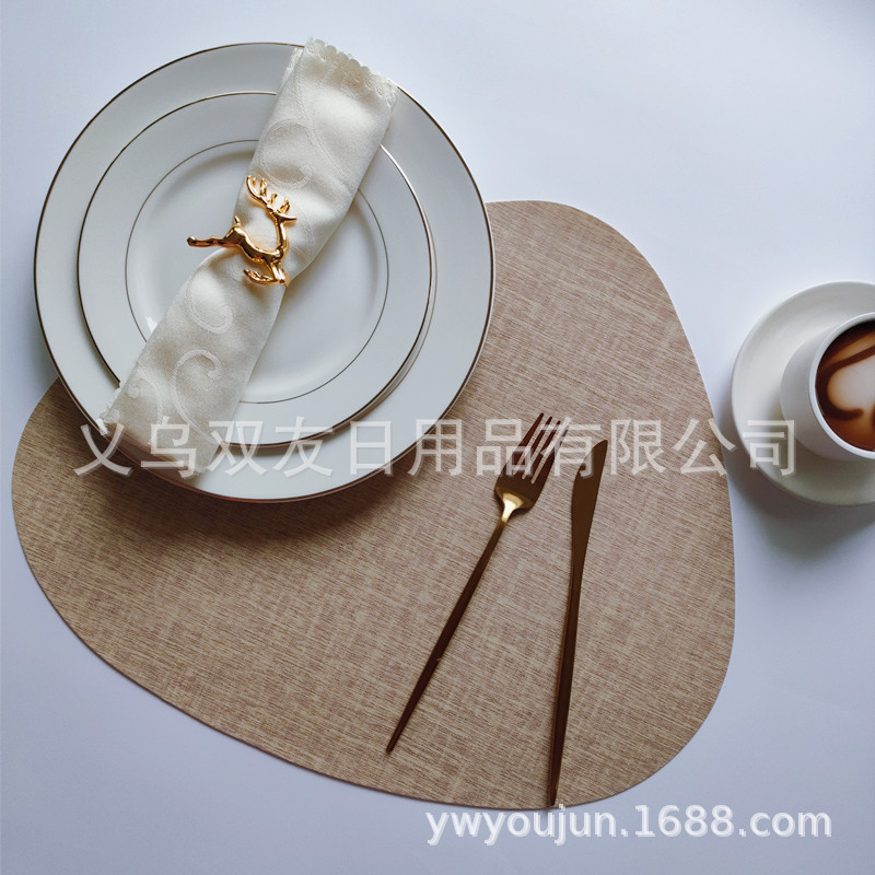 PVC木纹蛋形西餐垫北欧隔热垫碗垫餐垫家用垫防水防油桌垫装饰垫详情10
