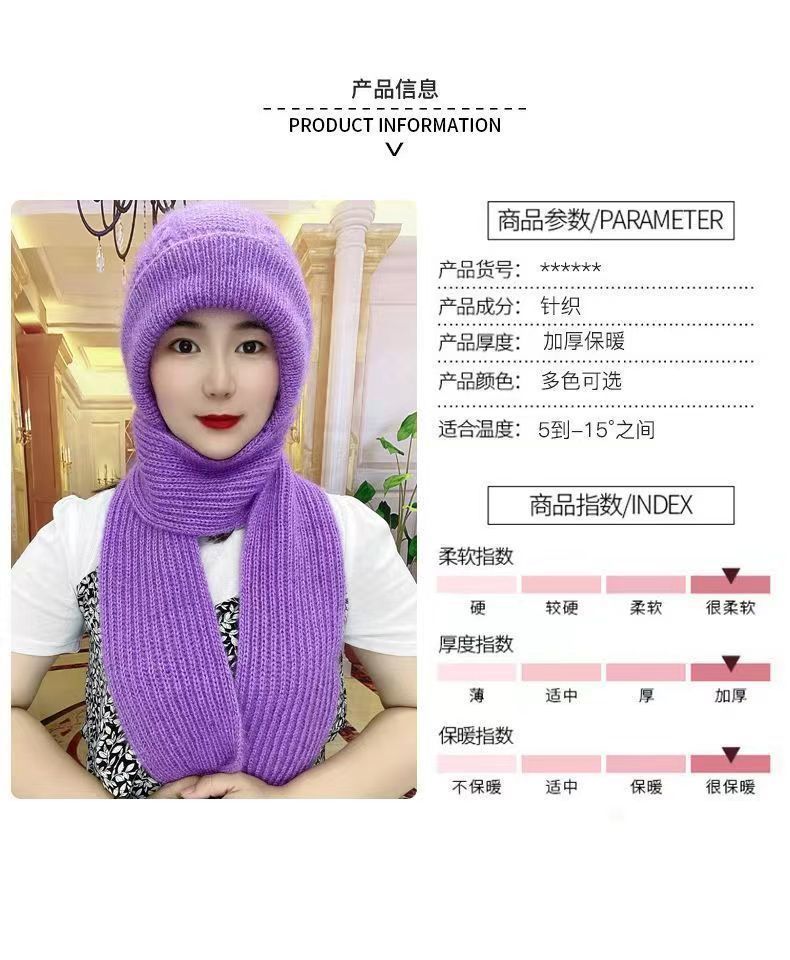 帽子女新款加绒加厚围巾一体风雪帽秋冬季松鼠绒毛线帽保暖网红帽详情6