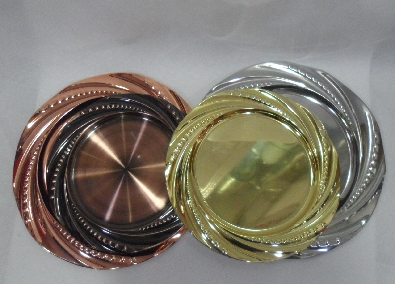 Stainless steel European-style pearl plate, stainless steel round plate with magnetic fruit plate, electroplating process, dazzling home and hotel pic 2