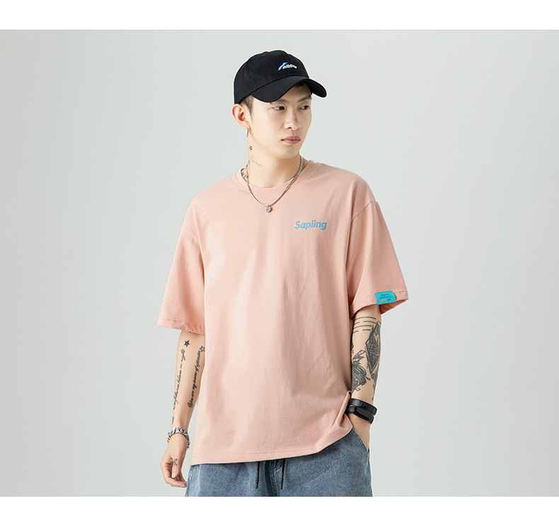 韩路日系男装 潮牌字母印花T恤男宽松百搭基础款纯棉情侣装短袖详情29