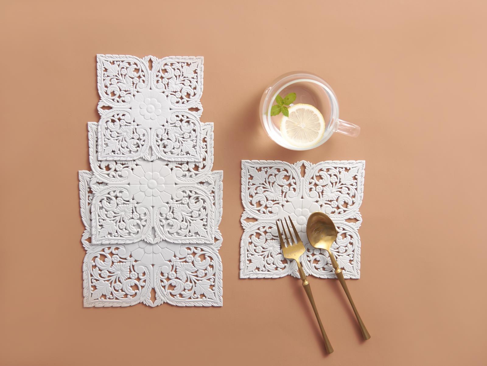 地摊西式不锈钢纯色餐垫白色杯垫产地货源热门简约详情4