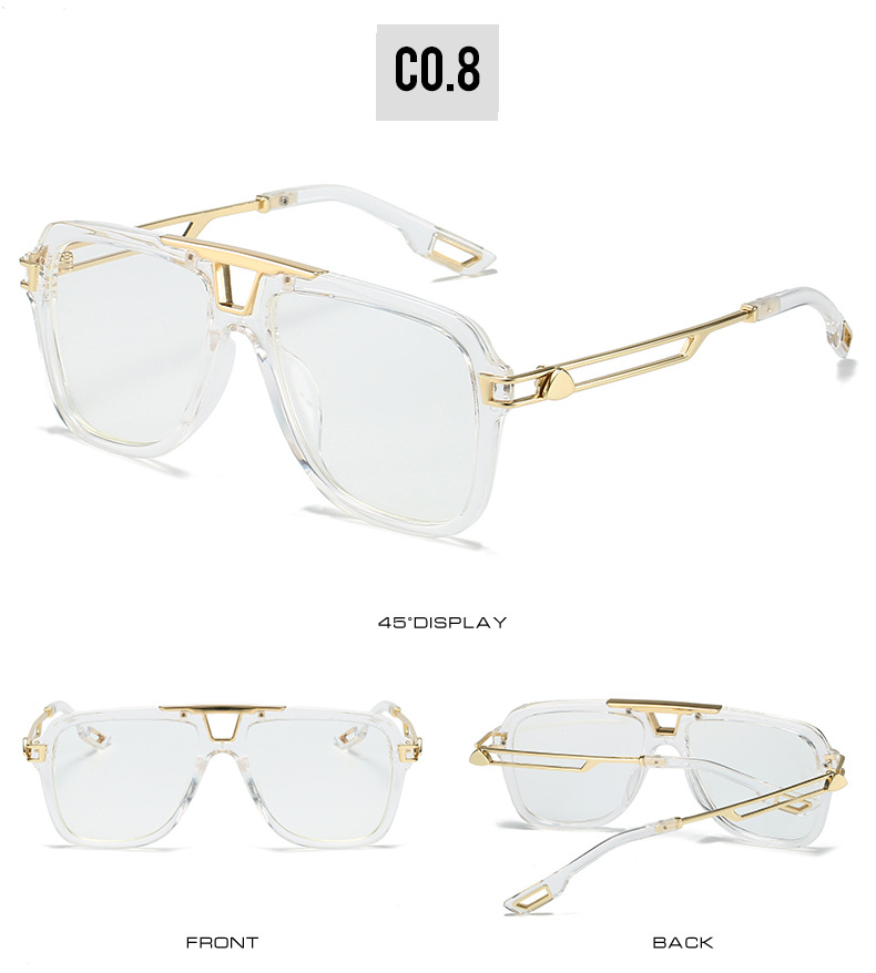 2022 New style European and American sunglasses, artistic square frame crossbeam sunshade, sun protection, perforated metal leg sunglasses for women pic 13