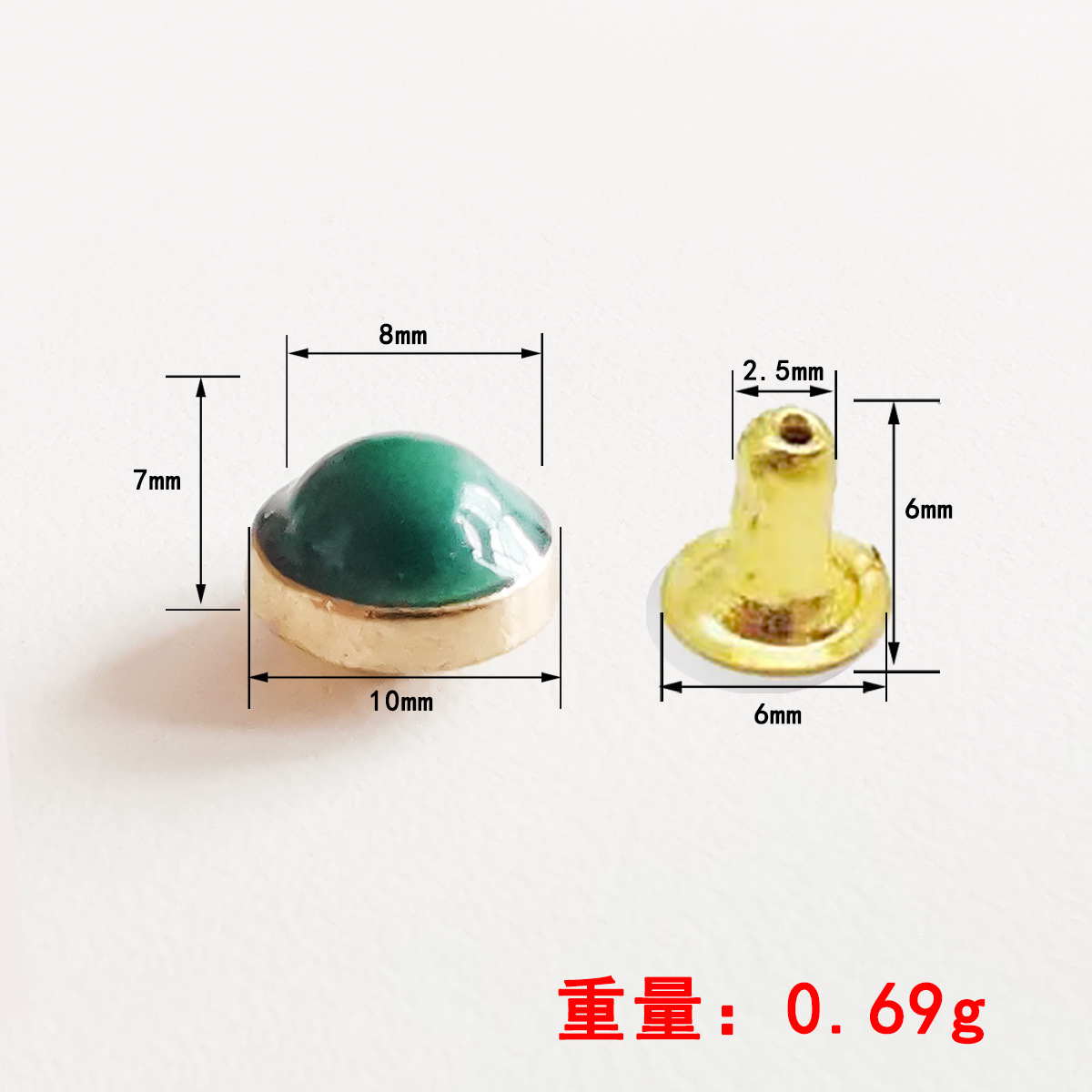 半圆珍珠铆钉纽扣半圆形镶珠云石七彩猫眼撞钉包包铆钉装饰配件详情11