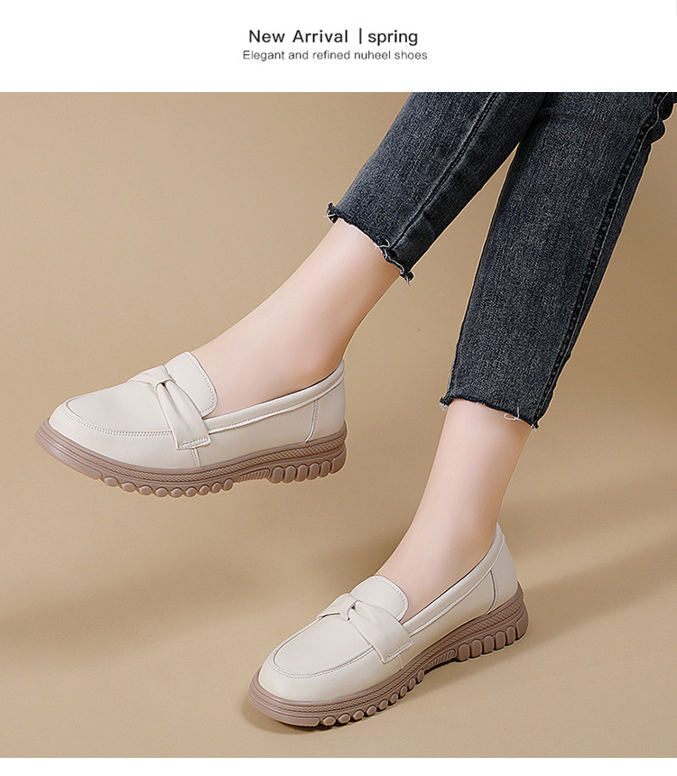 真皮平底浅口乐福鞋一脚蹬豆豆鞋软底中年妈妈鞋轻便牛筋底女单鞋详情11