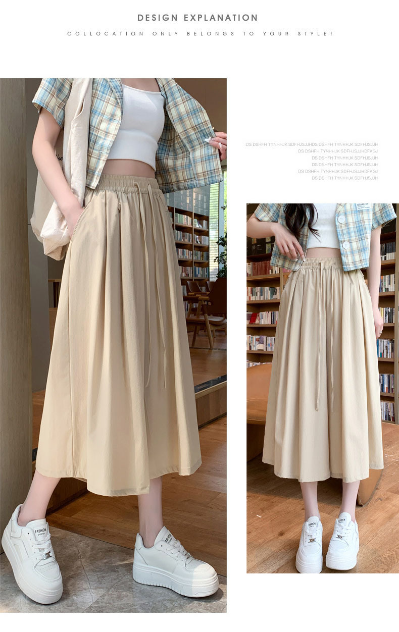 冰丝七分裙裤阔腿裤女夏季薄款宽松显瘦大码裤裙直筒休闲山本裙裤详情2