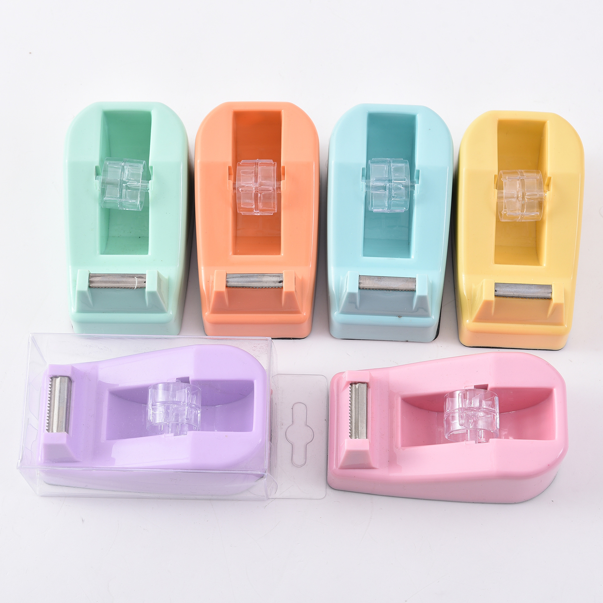 Factory direct supply of macaron-colored desktop small tape seat cross-border special color plastic office creative cutter pic 4