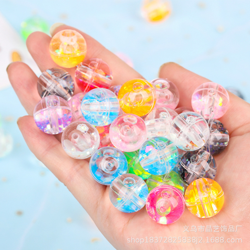 Acrylic straight-hole sand ball pendant, night light sheet perforated diy bracelet, mobile phone chain accessory material pic 4