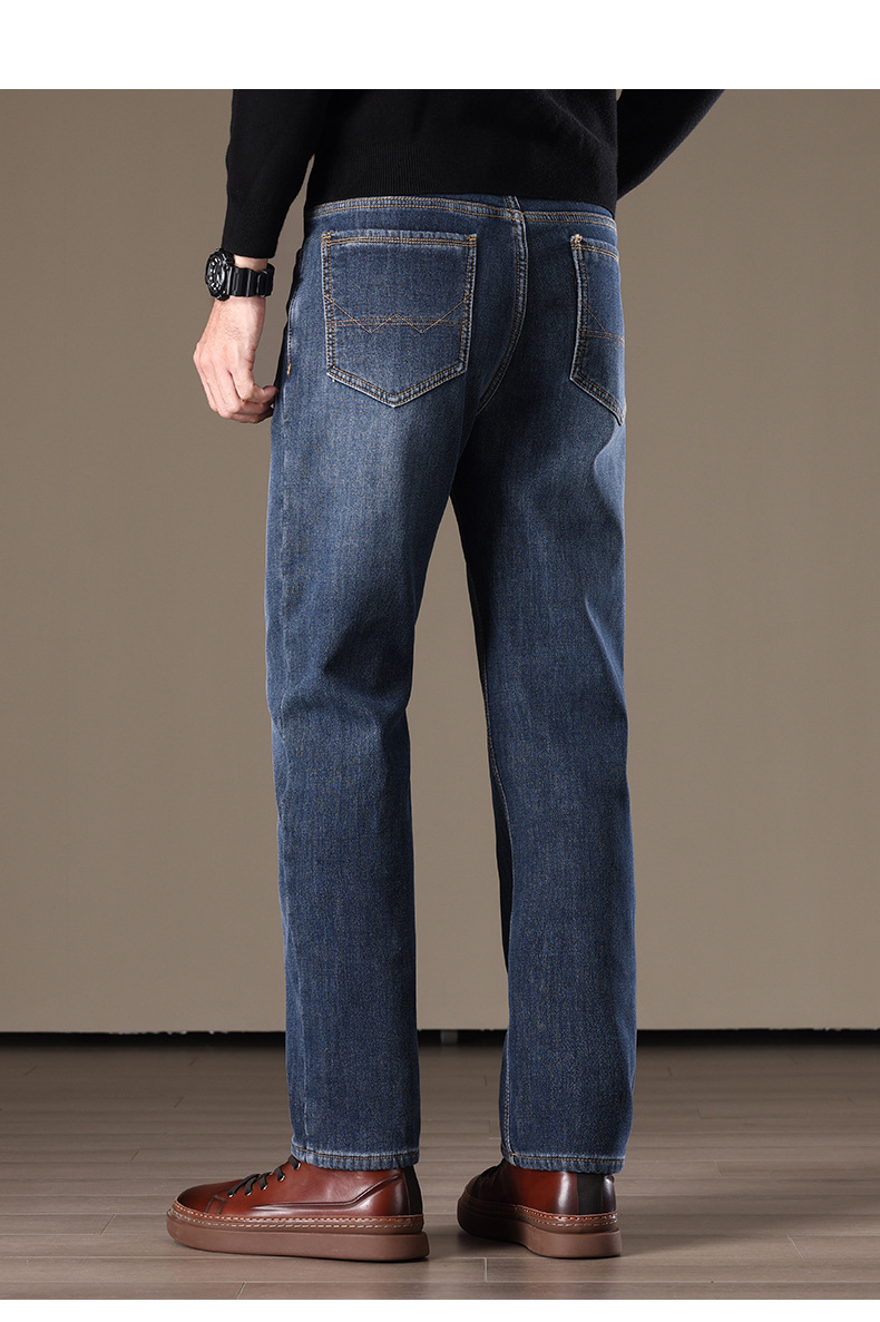 商务休闲款真超绒弹力男牛仔裤 高端加绒加厚秋冬宽松直筒保暖长裤 精选面料质感卓越详情18