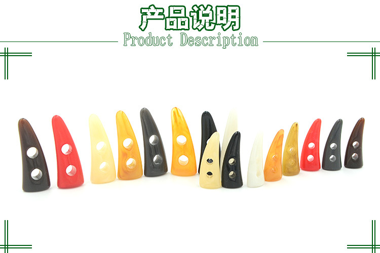 New Joy acrylic ox horn button coat sweater, pointed horn button, colorful ox horn buttoned winter coat button, national trend pic 1