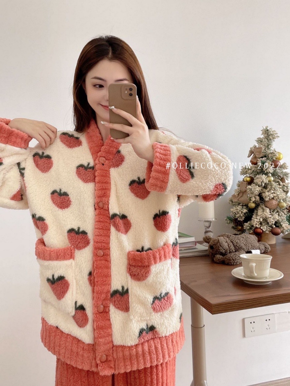 秋冬款加厚暖暖水蜜桃家居服大板乌龙桃睡袍女性保暖睡衣套装批发详情14