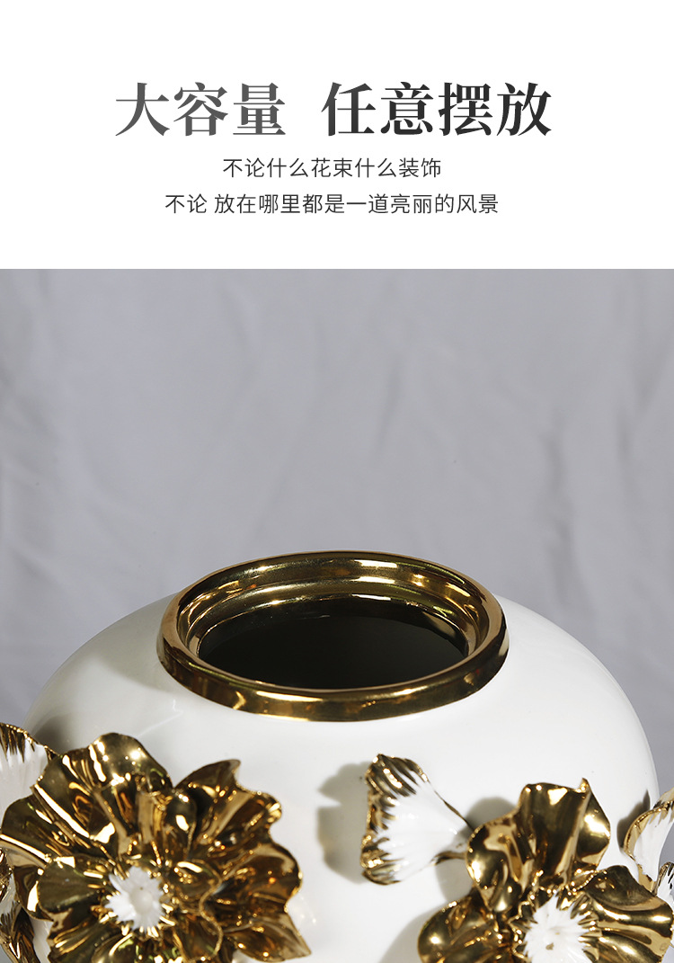 陶瓷新款电镀贴花金色将军罐  欧式花插花瓶工艺品摆件装饰储物罐详情4
