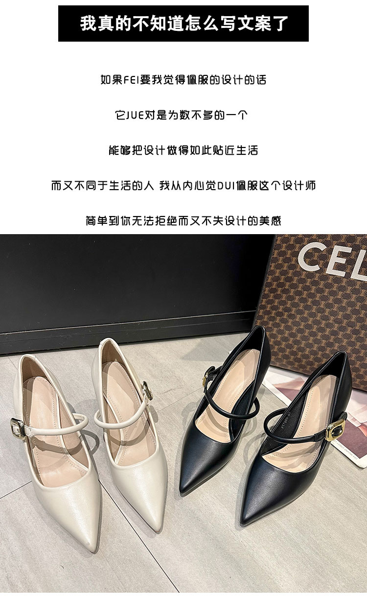 时装单鞋2024春秋外穿尖头粗跟皮带扣高级感气质通勤工作时装鞋女详情2