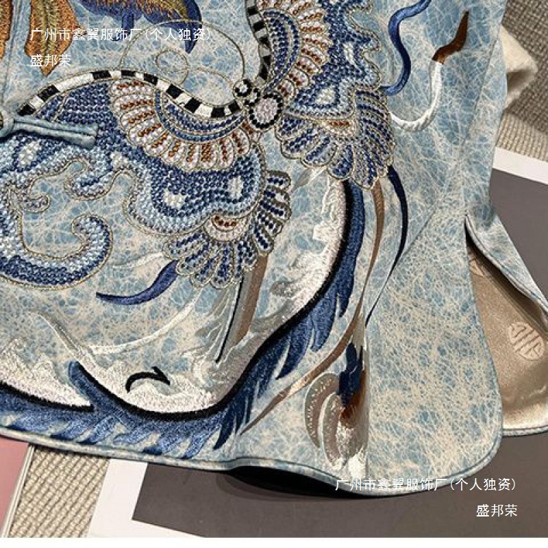 国潮夏装新款新中式国风薄款晒马甲圆领重工刺绣盘扣无袖坎肩背心详情2