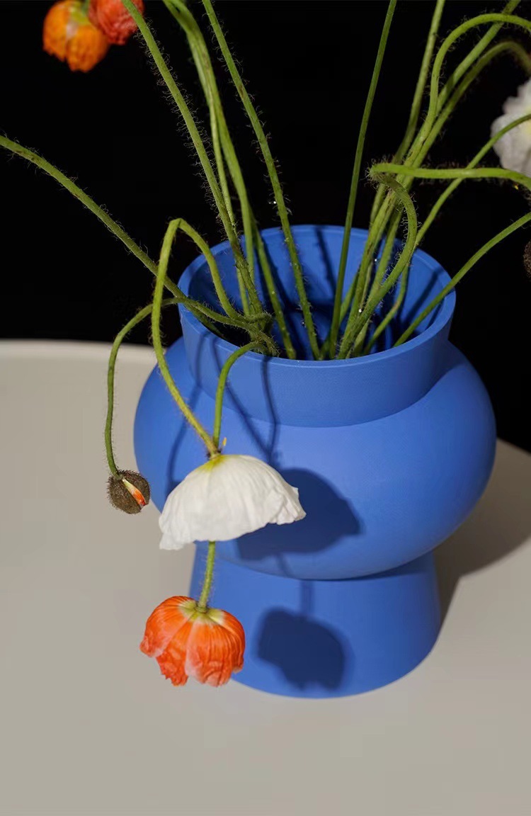 Nordic Ins-style ceramic vase, Klein blue ceramic flower arrangement, entrance decoration piece, light luxury living room decoration dry vase pic 14