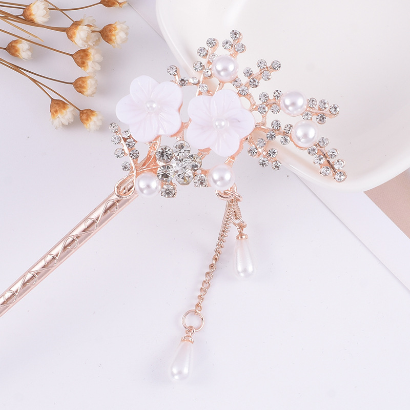 New floral tassel step hairpins, retro and elegant style hair hairpins, ancient-style Hanfu cheongsam hair accessories for women wholesale pic 8