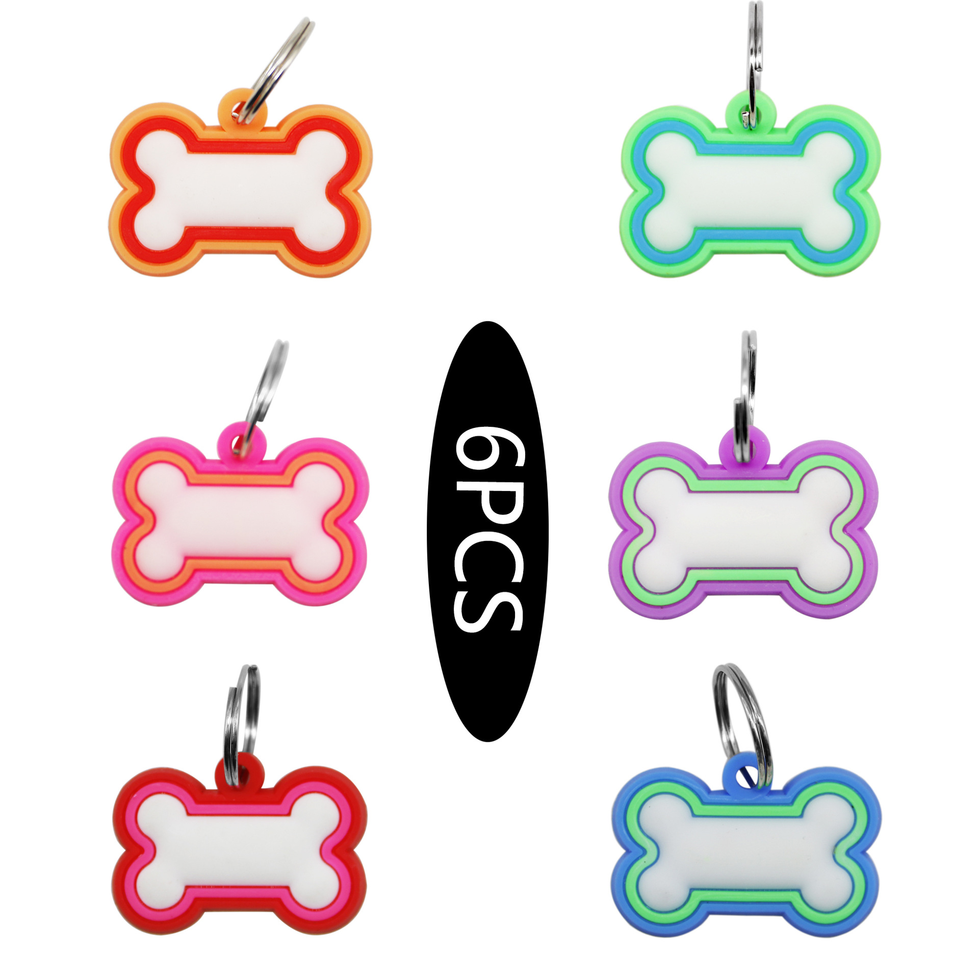 Bone shape pet id tag cat dog tag seis colores productos para mascotas dog tag colgante de silicona dog tag pic 2