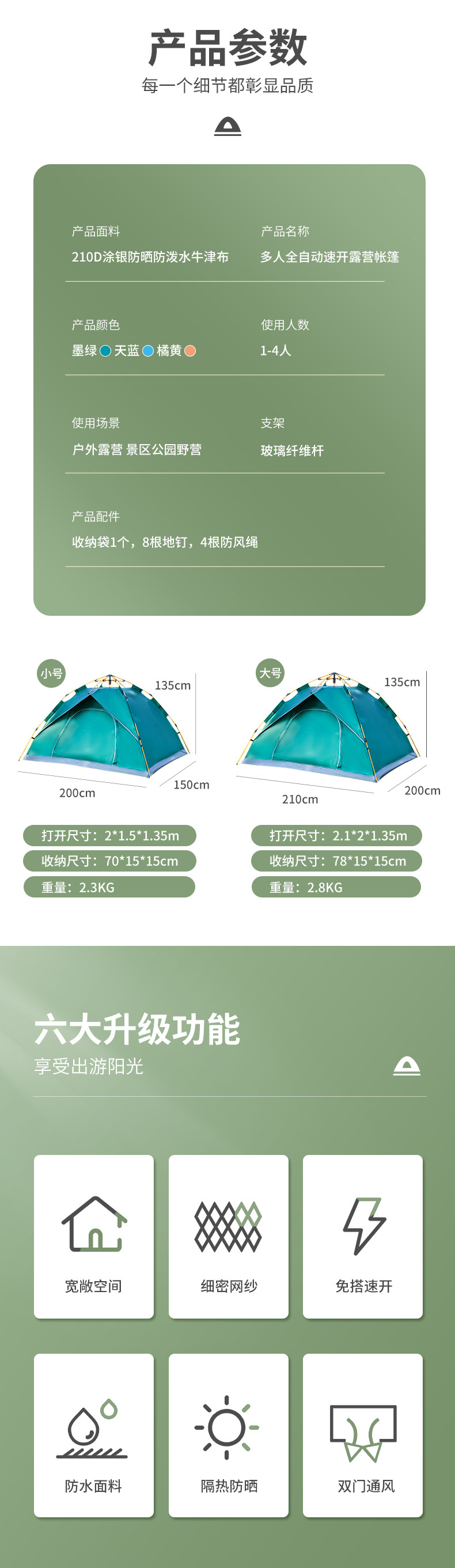 【 Fake Double-layer 】 Automatic multi-person tent Outdoor quick-release camping, wild beach camping tent manufacturer for sale pic 2