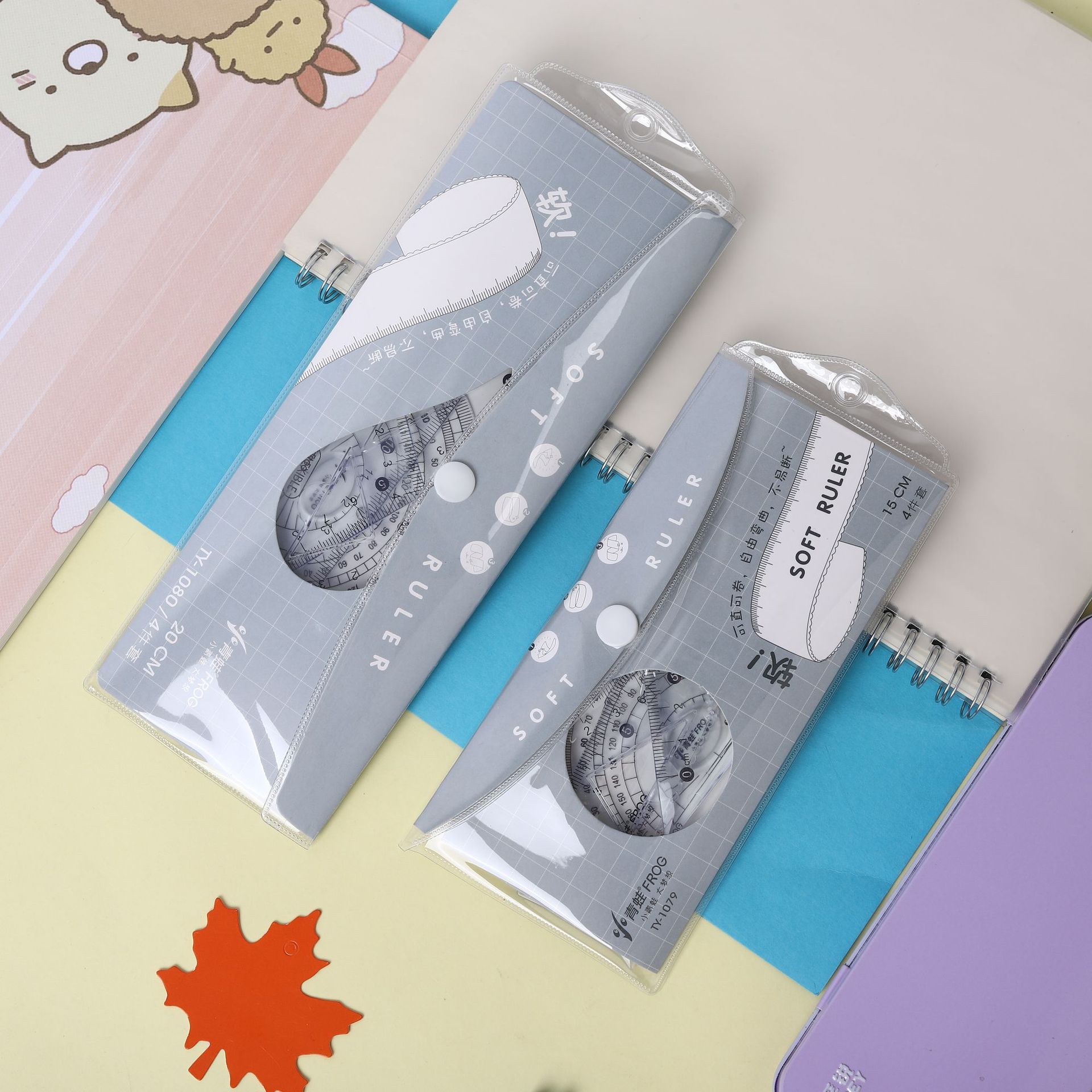Wholesale of creative flexible rulers for exams, 20cm rulers for primary school students, four-piece set of stationery, straight rulers, and set squares for Angle measurement pic 14