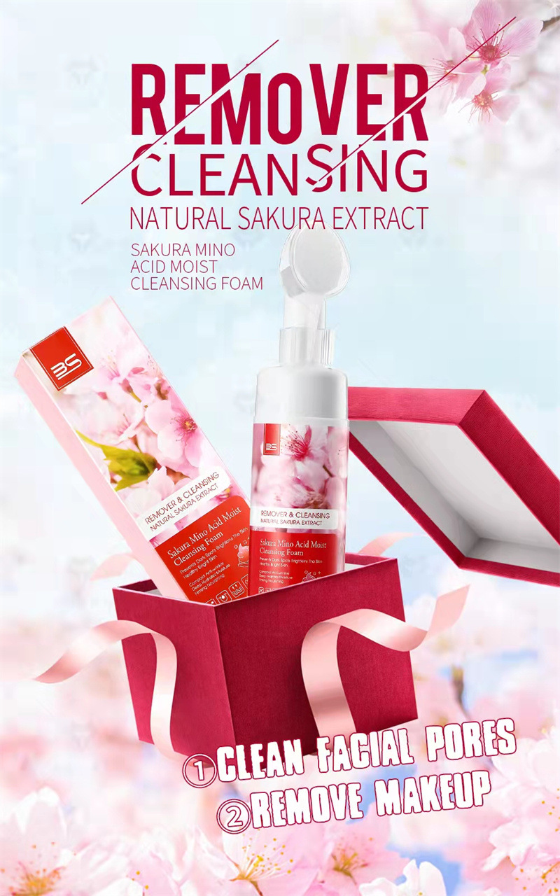 All-english 3S Cherry Blossom Bubble Facial Cleanser 150ml Facial Cleanser Mousse Hydrates, moisturizes and controls oil pic 3